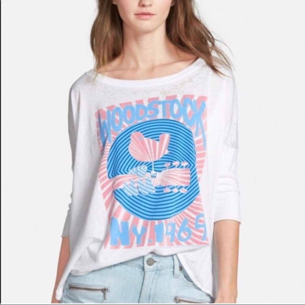 Chaser Woodstock Oversized Burnout T Shirt White L - Picture 1 of 5
